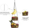 3 Tier Hanging Fruit Basket Wicker Vegetable Storage And Fruit Organizer With Banana Holder