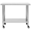 Kitchen Work Table with Wheels 39.4"x23.6"x33.5" Stainless Steel