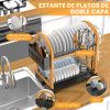 2-Tier Drying Dish Rack for Kitchen Counter, Kitchen Dishes Organizers Drain Board Metal Black