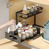 2 tier Under Sink Organizers Kitchen Bathroom Storage Cabinet Sliding Drawer US