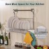 Dish Drying Rack, Above Sink Single Tier Stainless Steel Organizer with Drainer and Hooks - Silver