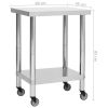 Kitchen Work Table with Wheels 23.6"x17.7"x33.5" Stainless Steel