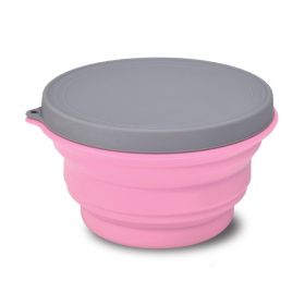 Portable And Easy To Clean Microwaveable Lunch Box Food Silicone Foldable Bowl (Option: Pink 1000ml)